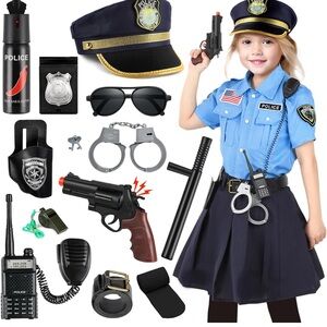 Police Officer Costume Set for Kids - Blue and Black